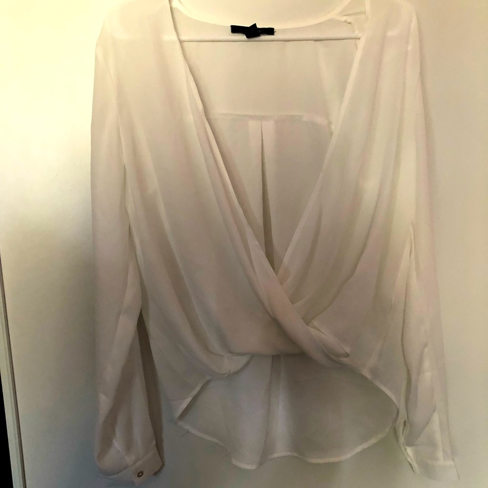 White see through long sleeve blouse.